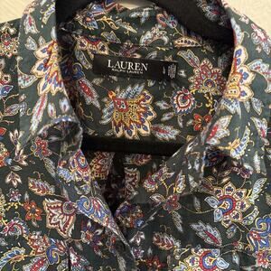Lauren Ralph Lauren Paisley Button Up Shirt Cotton Boho Western Cottagecore L